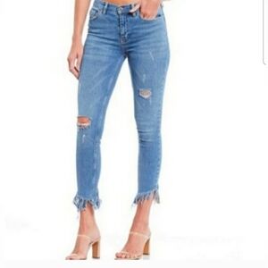 Free People Straigt Leg Slim Jeans Ripped‎ Distressed Bohemian Edge Size 27 (4)